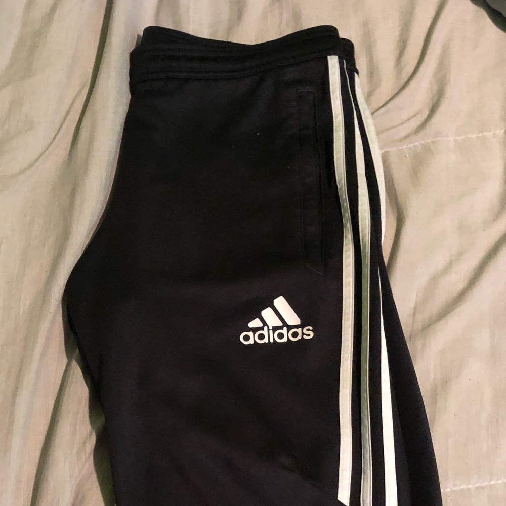 Adidas Kids Black Joggers with White Stripes